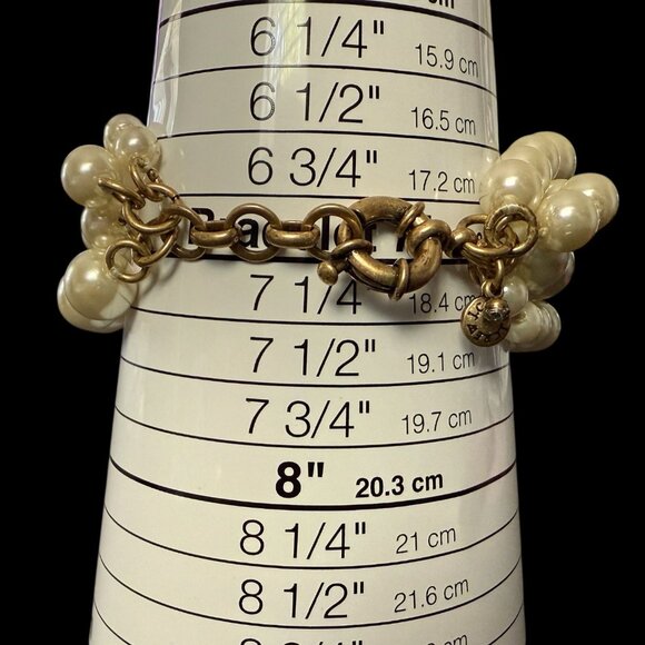 J Crew Twisted Hammock 4 Strand Faux Pearl Bracelet Gold-Tone Clasp - Picture 4 of 10